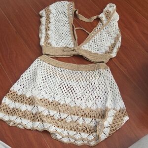 Crochet Halter Top and Skirt CoverUp